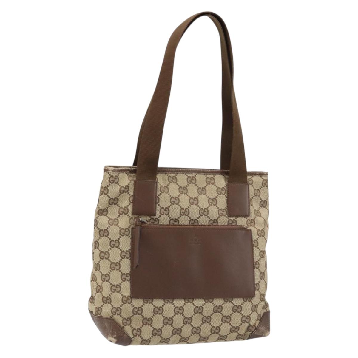 GUCCI GG Canvas Tote Bag Beige 28898 Auth ka2752