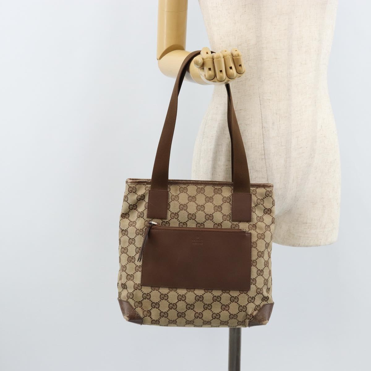 GUCCI GG Canvas Tote Bag Beige 28898 Auth ka2752