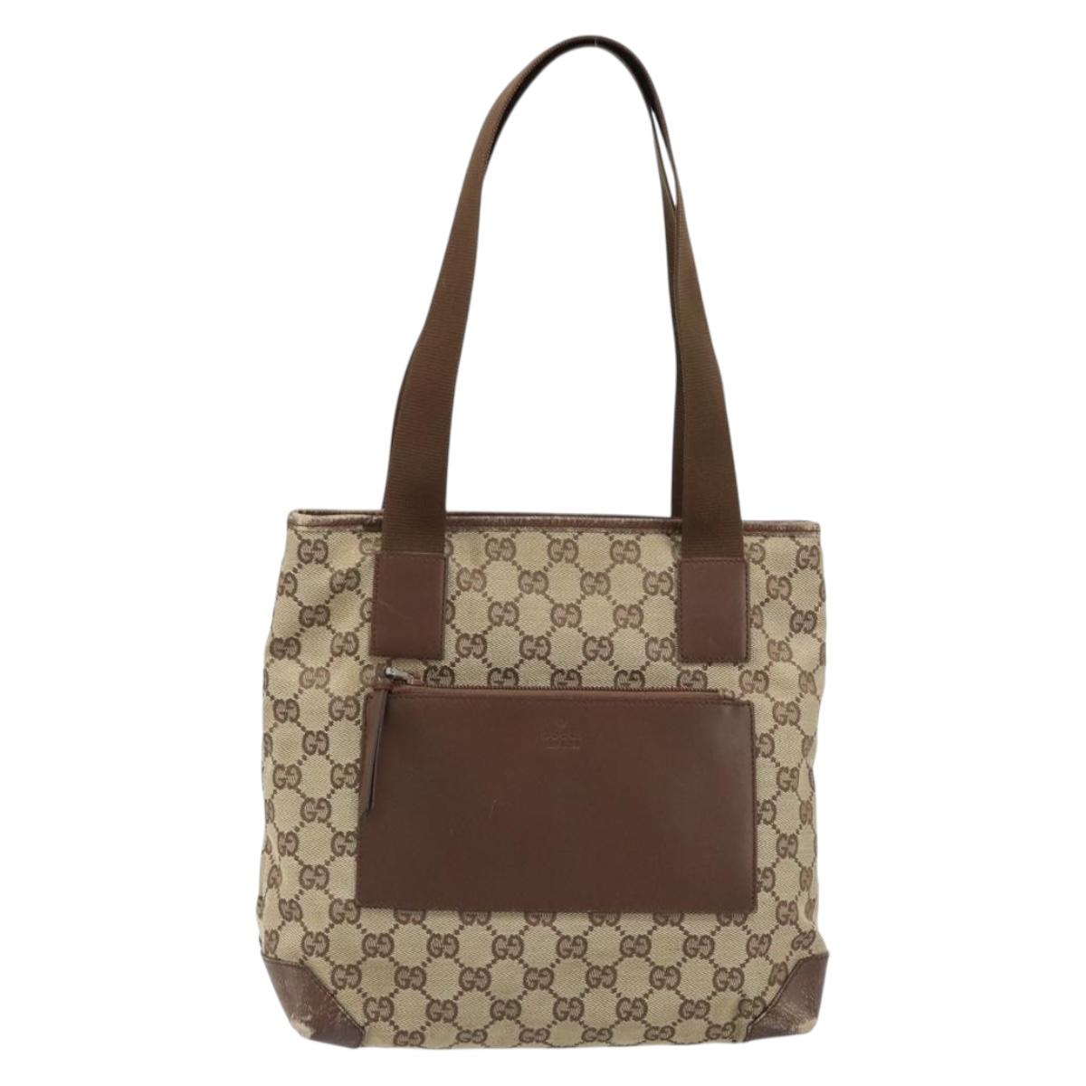 GUCCI GG Canvas Tote Bag Beige 28898 Auth ka2752