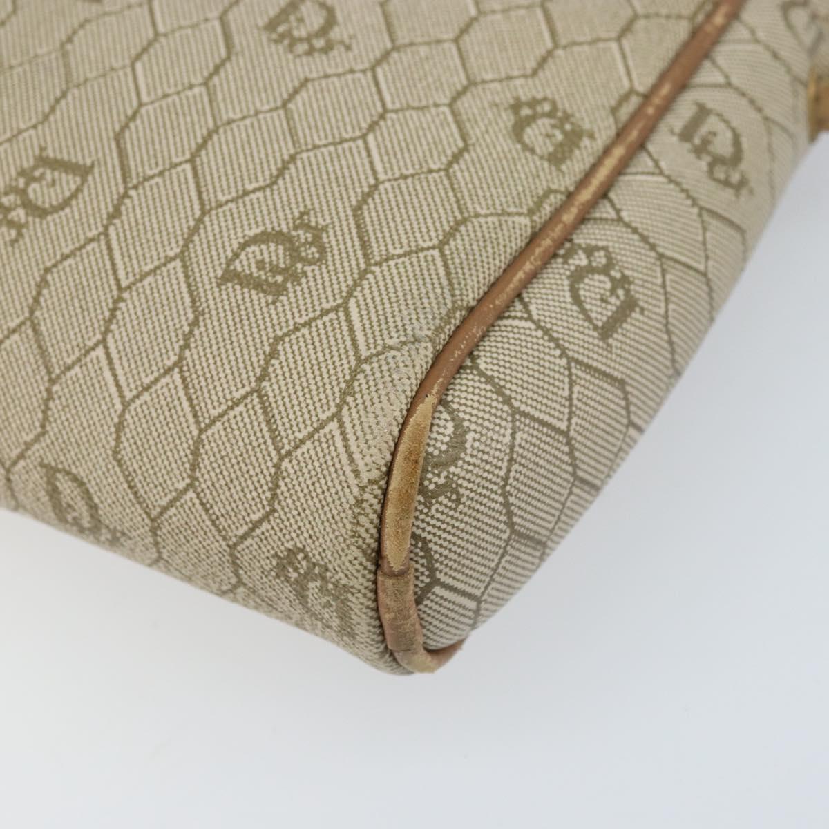 Christian Dior Honeycomb Canvas Shoulder Bag PVC Beige Gold Auth ka2753