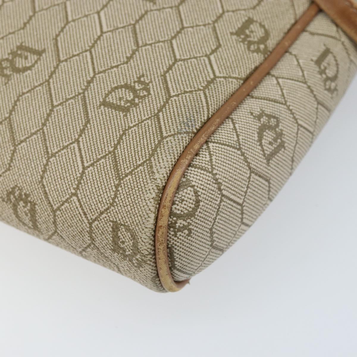Christian Dior Honeycomb Canvas Shoulder Bag PVC Beige Gold Auth ka2753