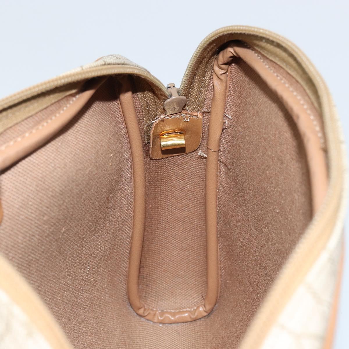 Christian Dior Honeycomb Canvas Shoulder Bag PVC Beige Gold Auth ka2753