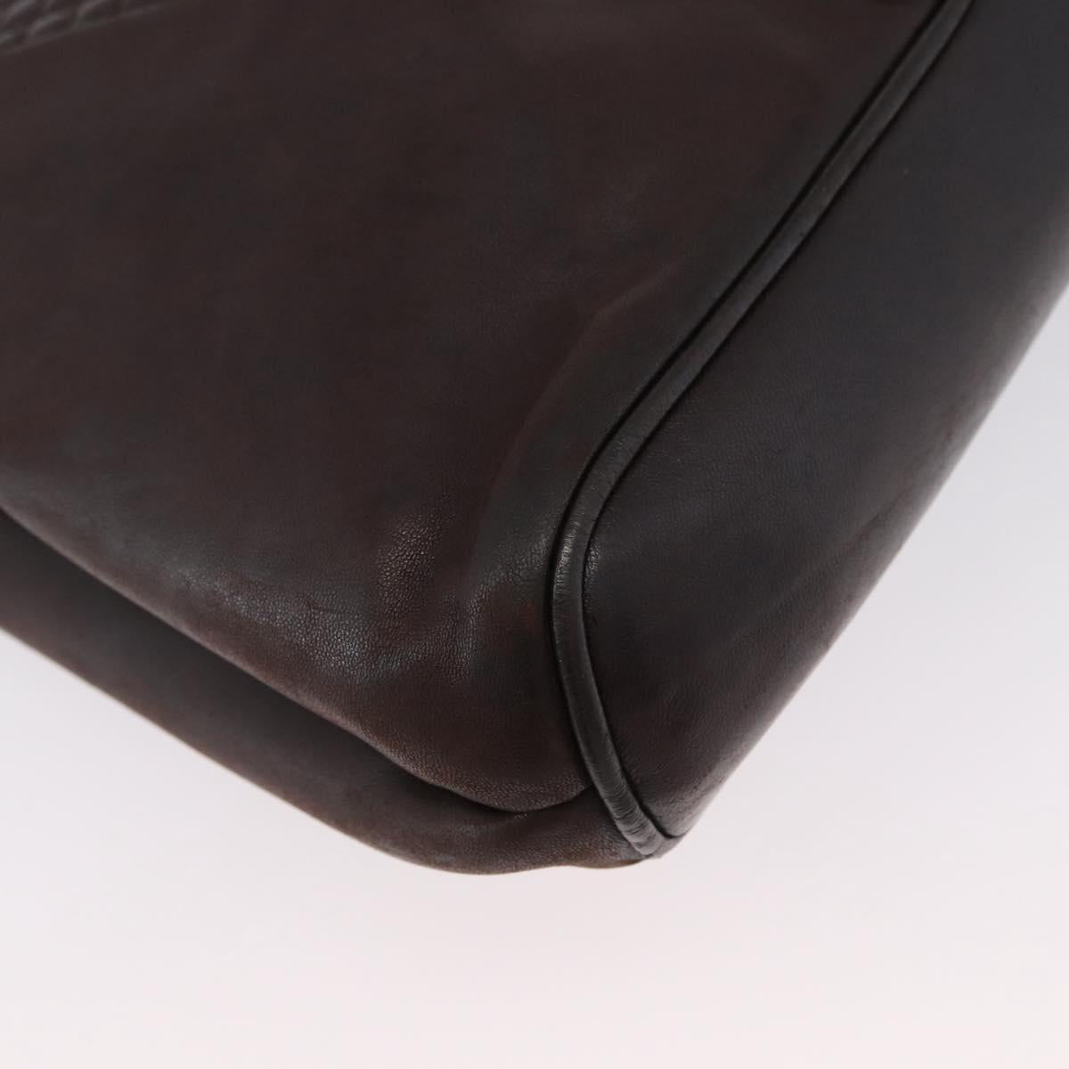 BALLY Shoulder Bag Leather Dark Brown Gold Auth ka2757