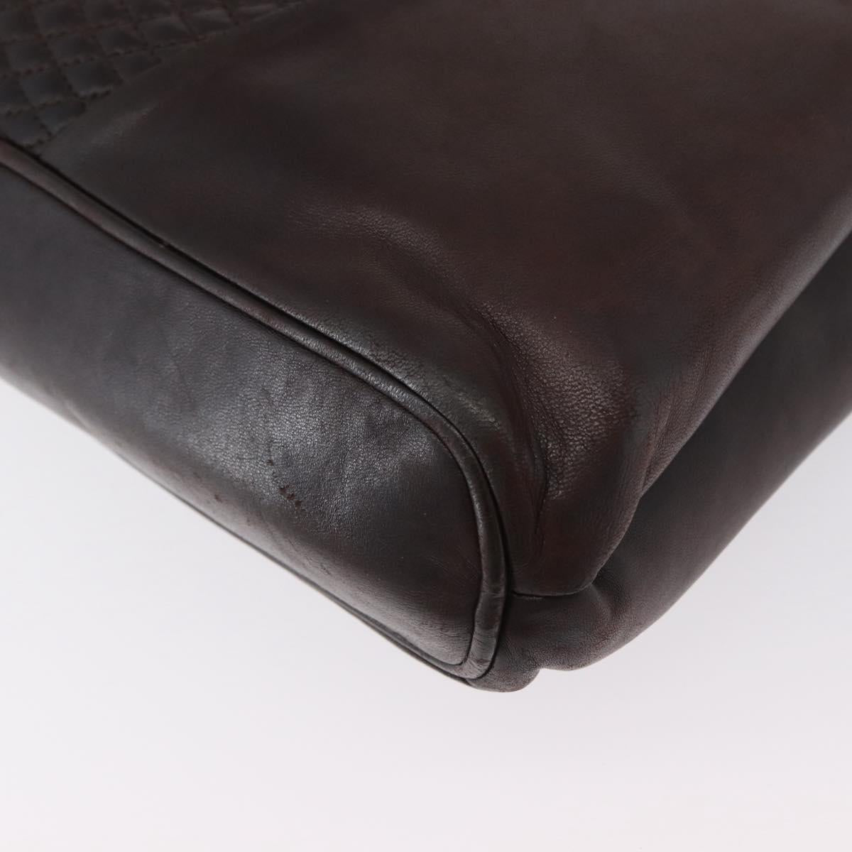 BALLY Shoulder Bag Leather Dark Brown Gold Auth ka2757