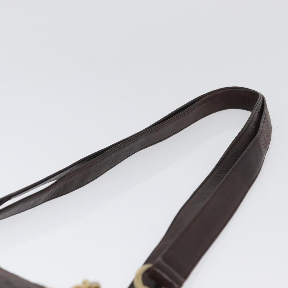 BALLY Shoulder Bag Leather Dark Brown Gold Auth ka2757