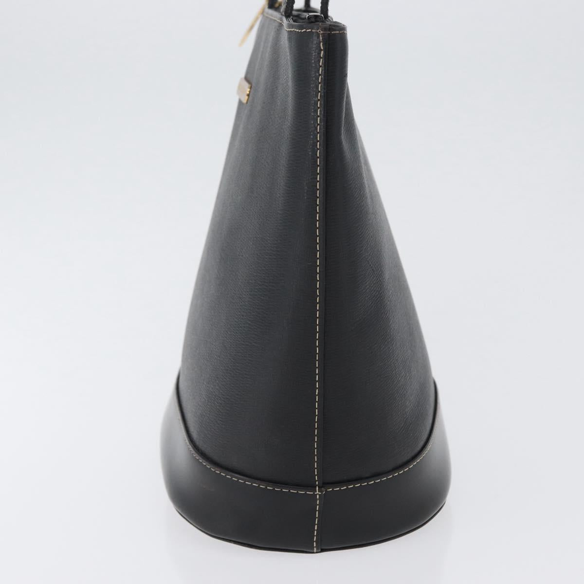 BURBERRY Tote Bag Leather Black Gold Auth ka2760
