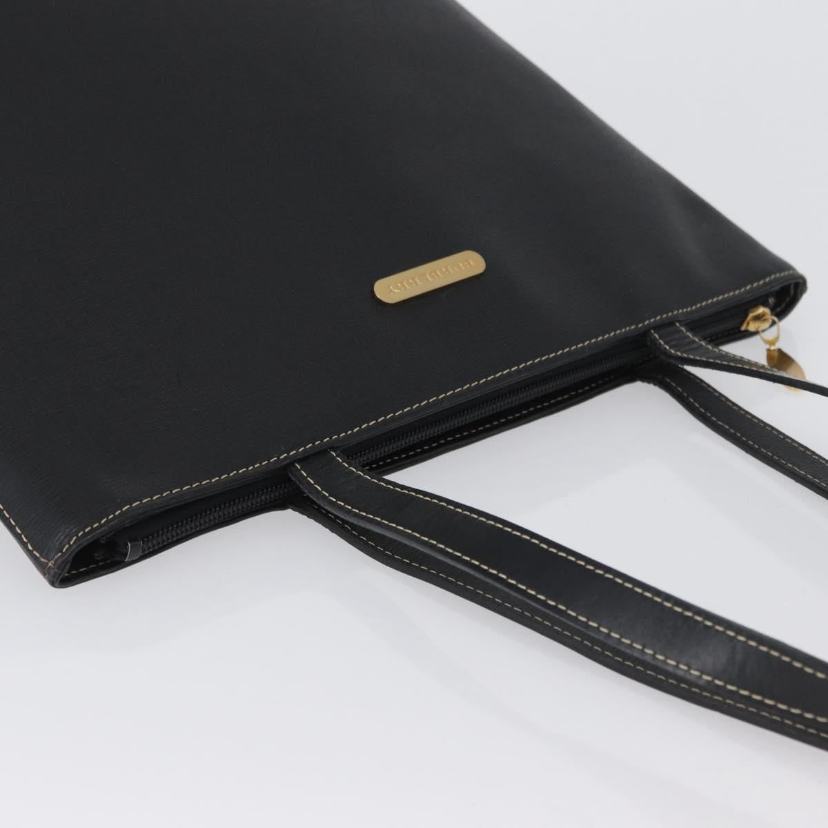 BURBERRY Tote Bag Leather Black Gold Auth ka2760
