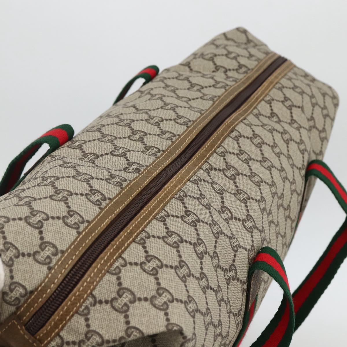 GUCCI GG Plus Supreme Web Sherry Line Tote Bag PVC Beige Red Green Auth ka2768
