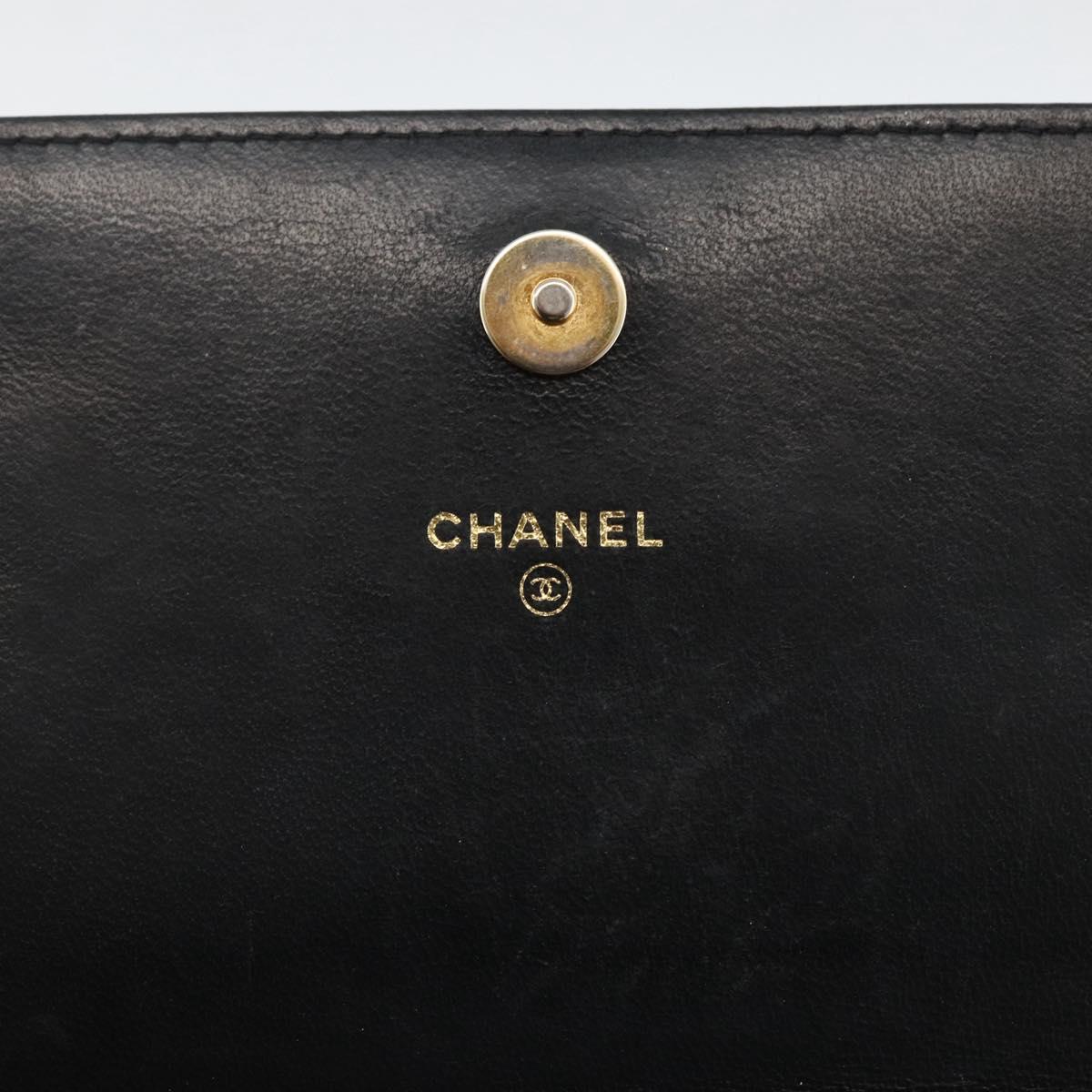 CHANEL Matelasse Chain Shoulder Bag Lamb Skin Black Gold CC Auth ka2771A