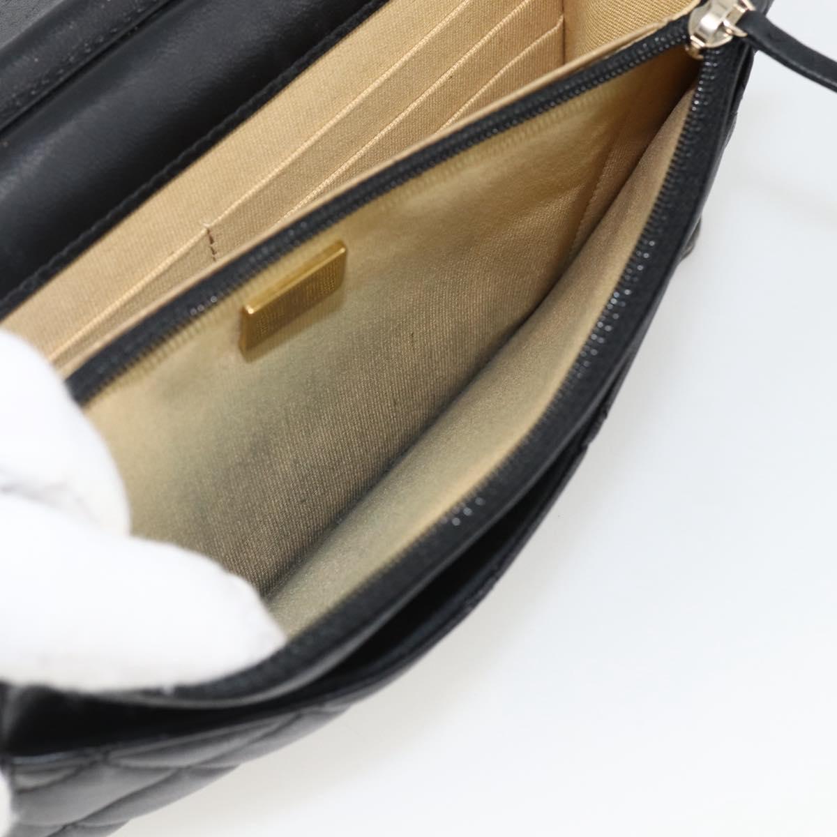 CHANEL Matelasse Chain Shoulder Bag Lamb Skin Black Gold CC Auth ka2771A