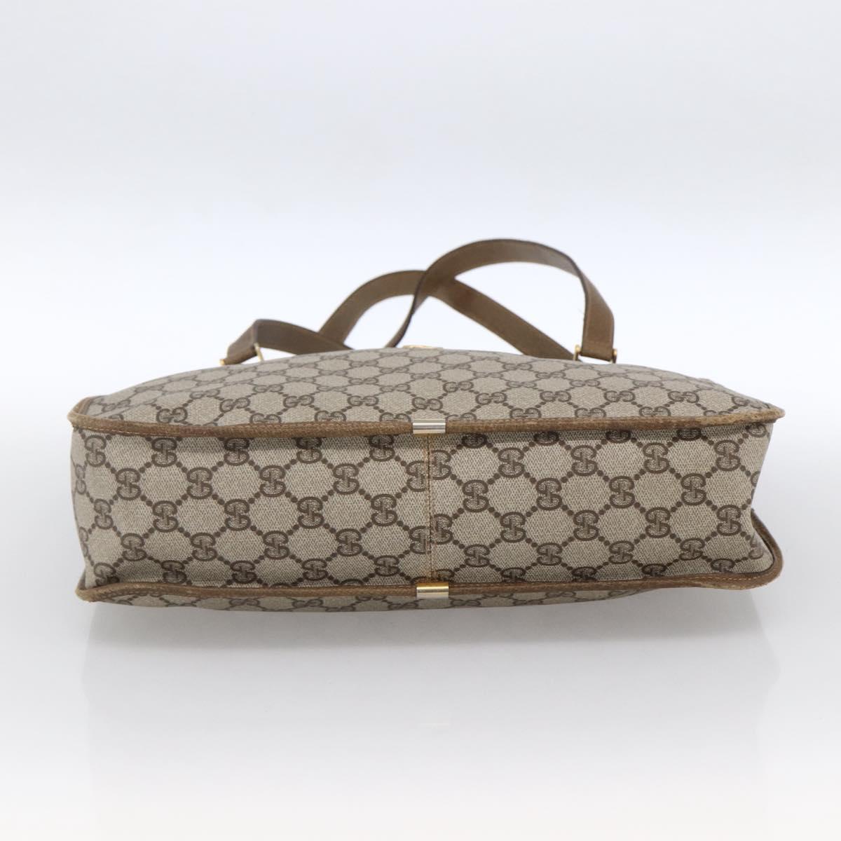 GUCCI GG Supreme Tote Bag PVC Beige Gold Auth ka2776