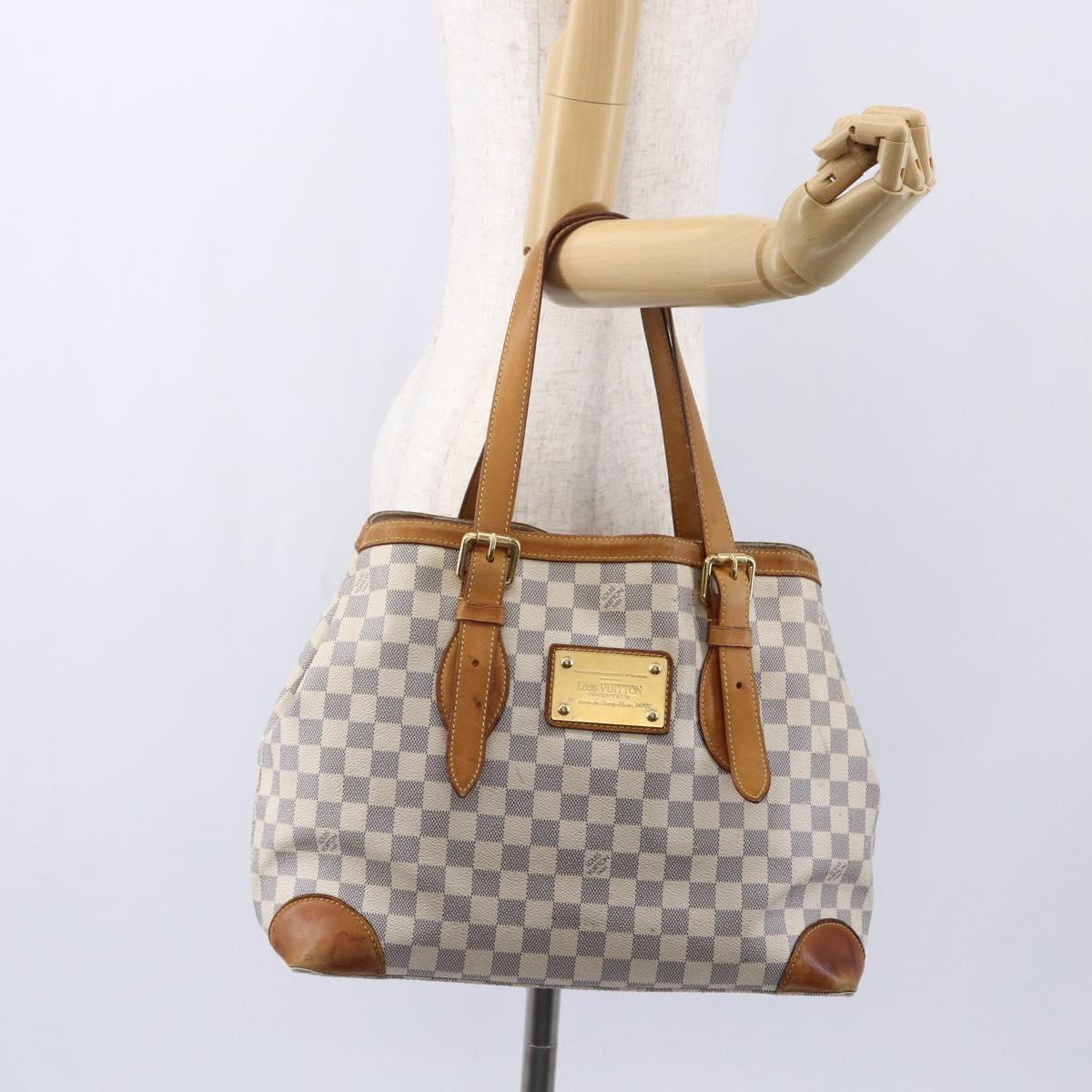 LOUIS VUITTON Damier Azur Hampstead MM Tote Bag N51206 LV Auth ka278