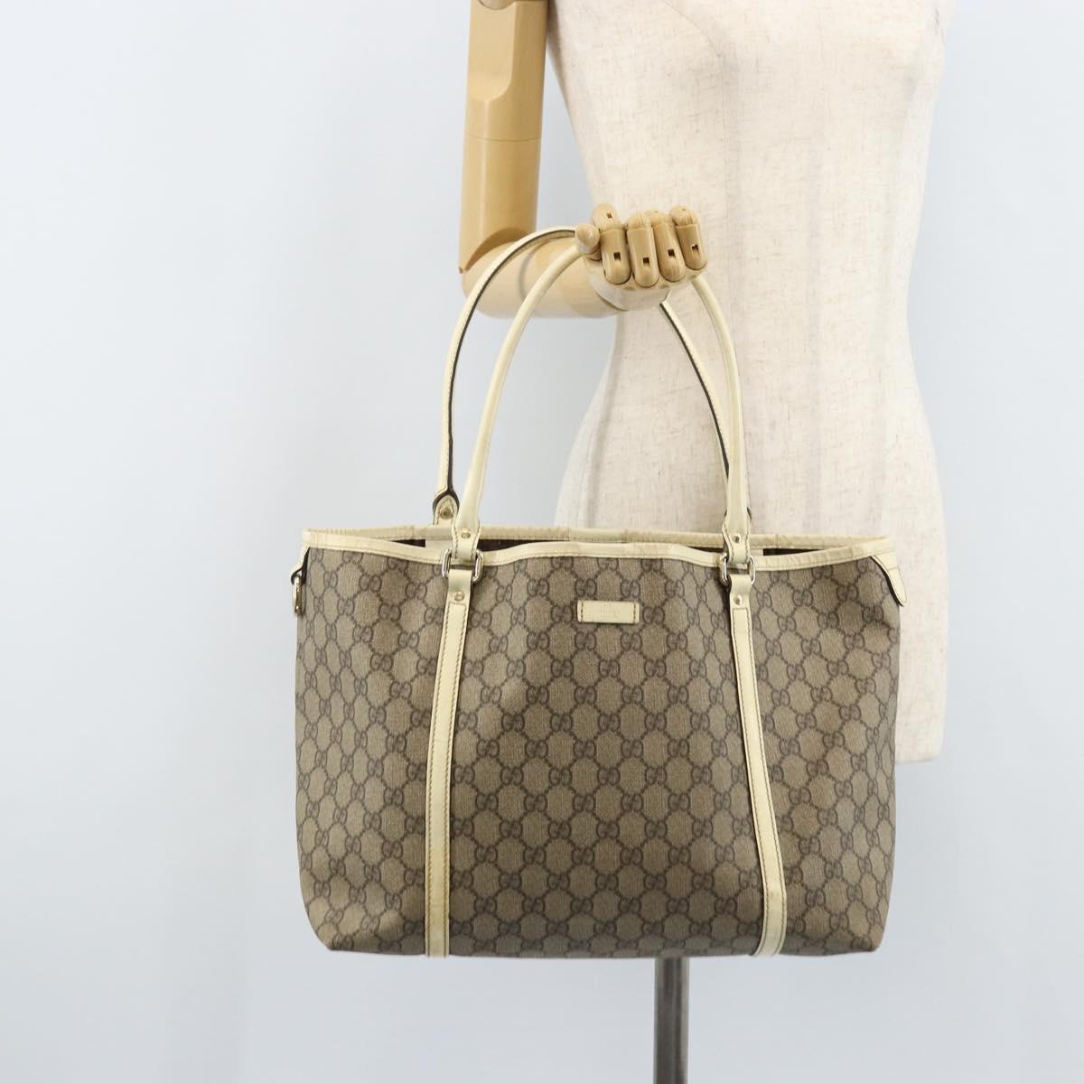 GUCCI GG Supreme Tote Bag PVC Beige Gold 197953 Auth ka2787