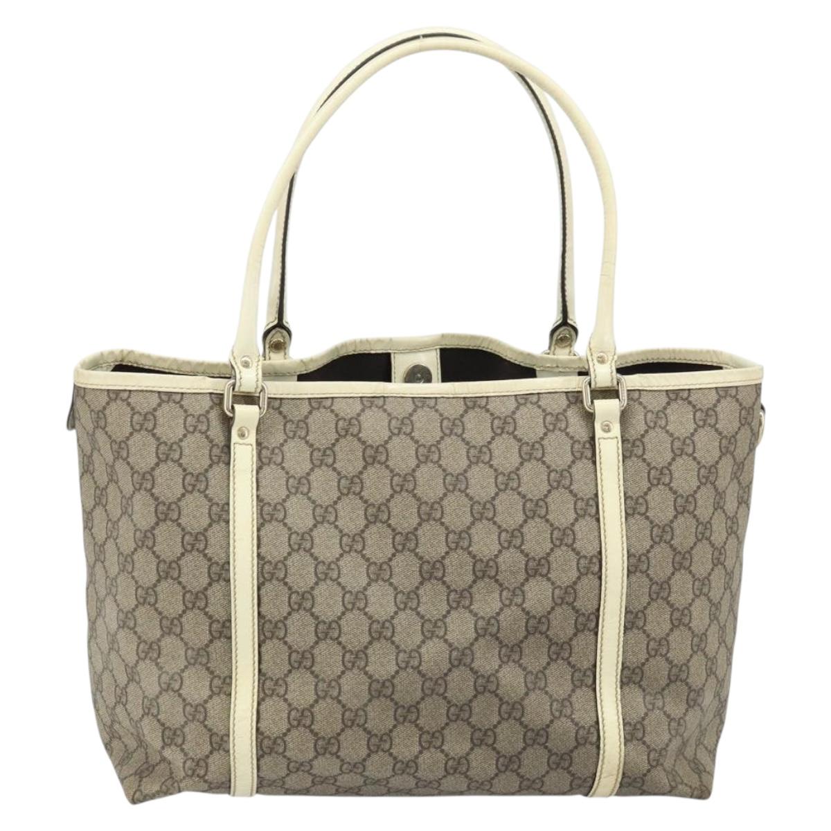 GUCCI GG Supreme Tote Bag PVC Beige Gold 197953 Auth ka2787