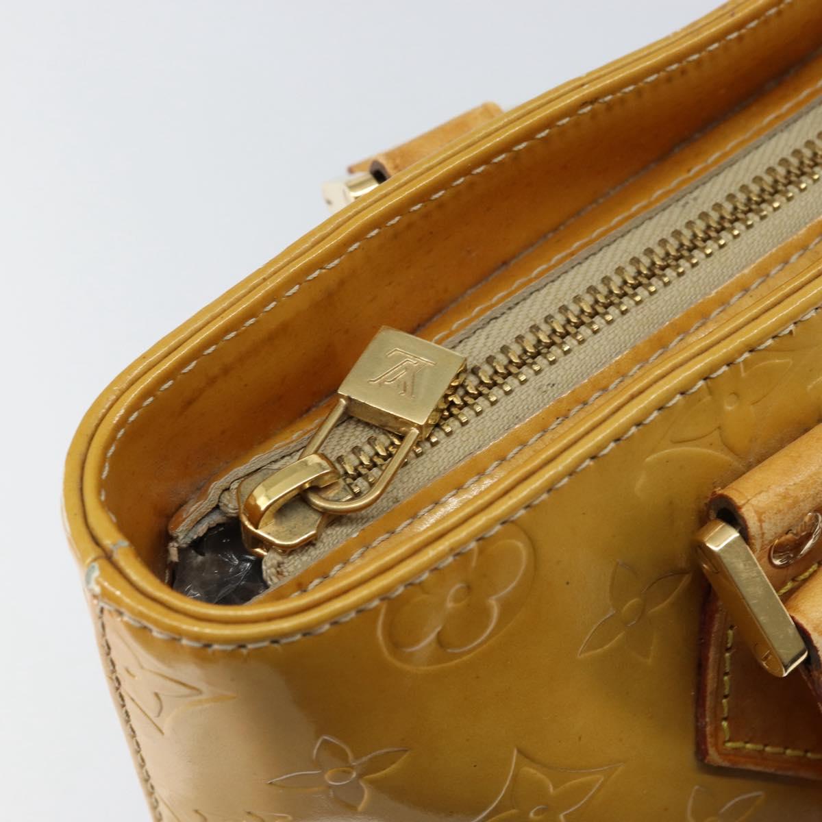 LOUIS VUITTON Monogram Vernis Houston Hand Bag Beige M91004 LV Auth ka279