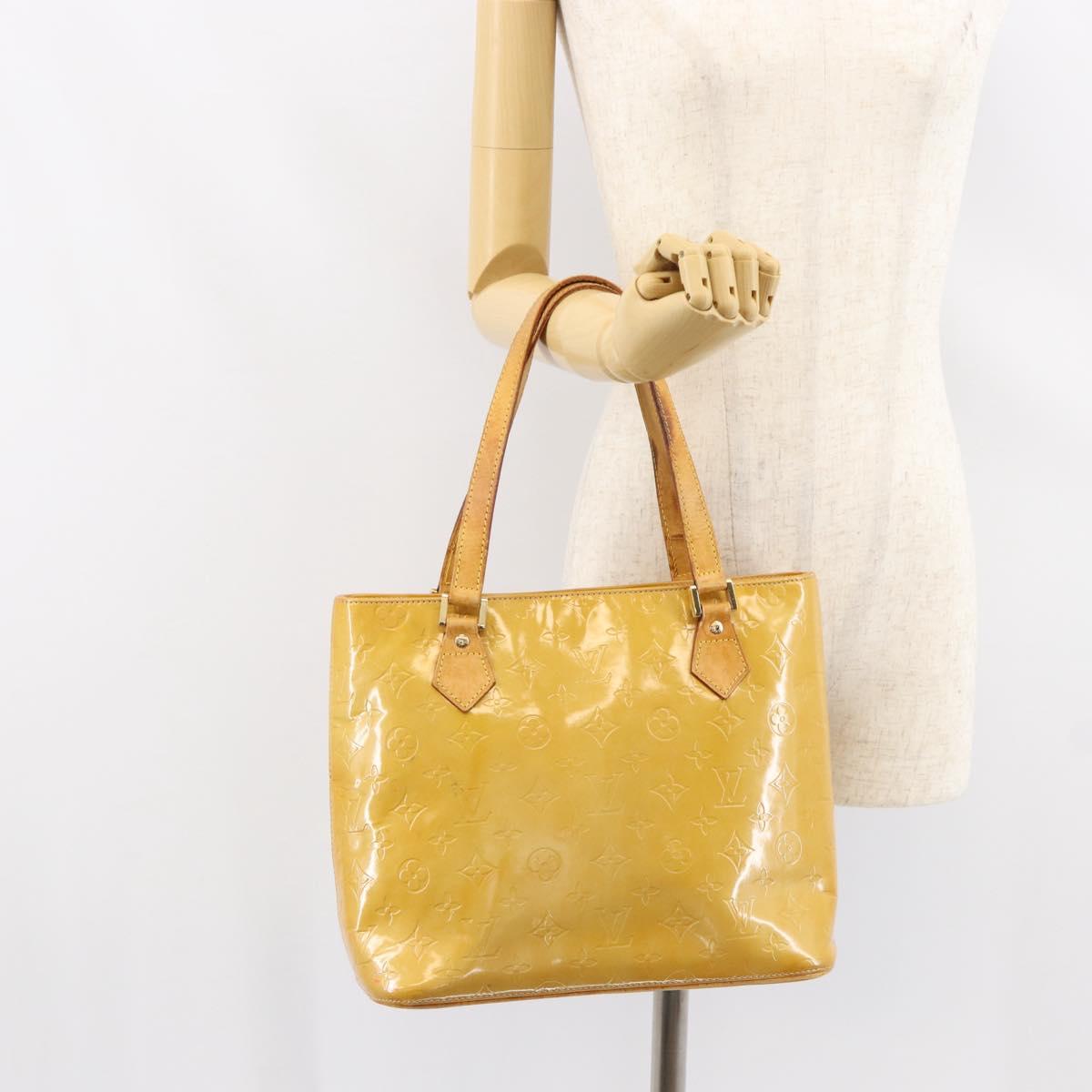 LOUIS VUITTON Monogram Vernis Houston Hand Bag Beige M91004 LV Auth ka279