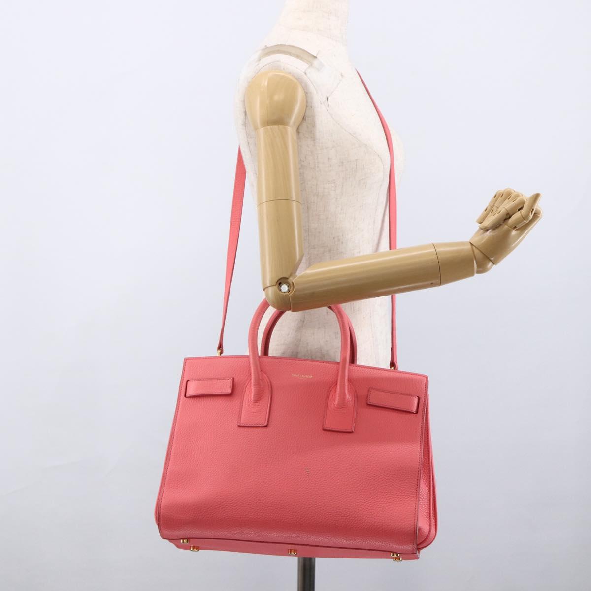 SAINT LAURENT Sac De Jules Small Bag Leather 2way Pink Gold 324823 Auth ka2795A