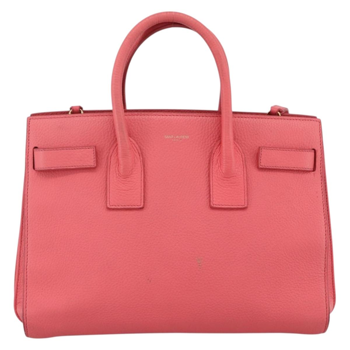 SAINT LAURENT Sac De Jules Small Bag Leather 2way Pink Gold 324823 Auth ka2795A
