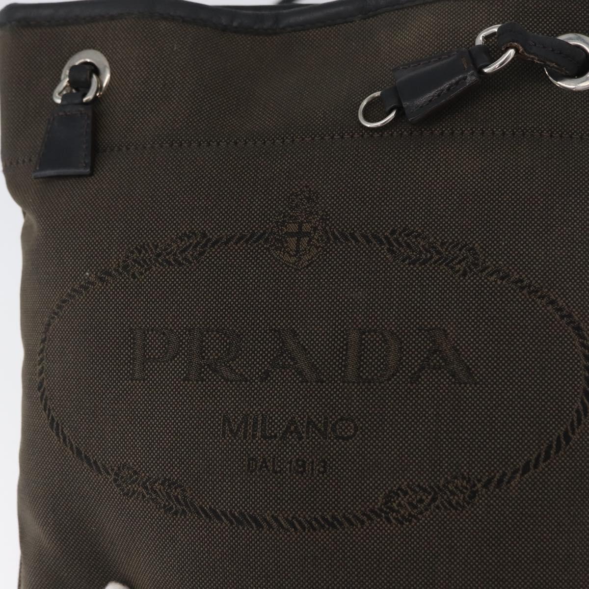 PRADA Shoulder Bag Canvas Brown Silver Auth ka2796