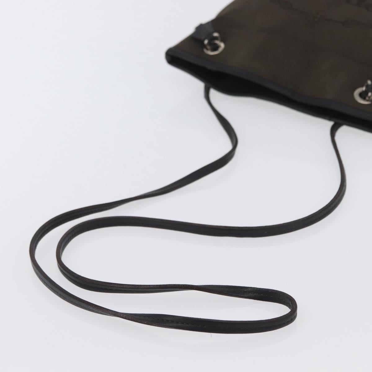 PRADA Shoulder Bag Canvas Brown Silver Auth ka2796