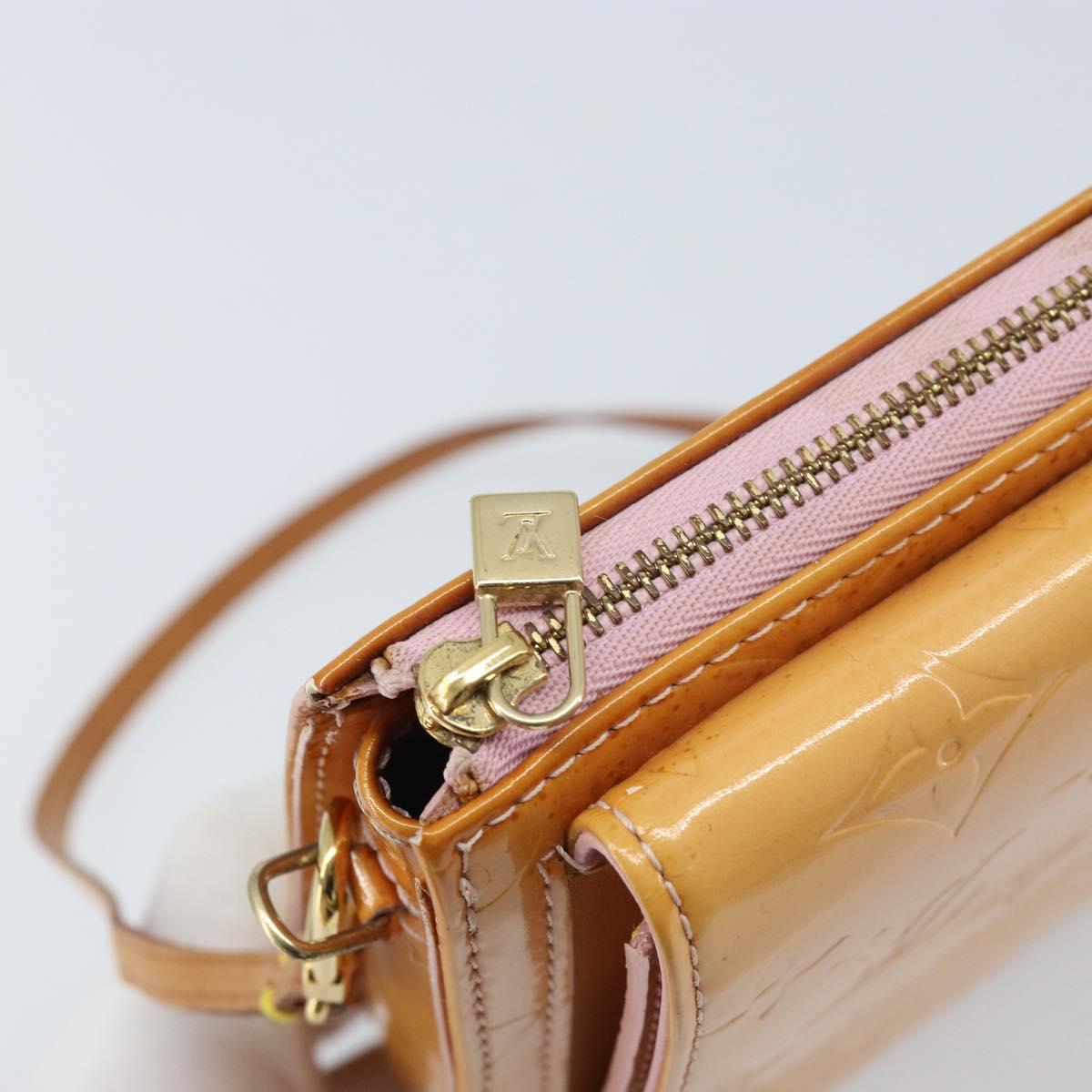 LOUIS VUITTON Monogram Vernis Motto Pouch Marshmallow Pink M91312 LV Auth ka2806
