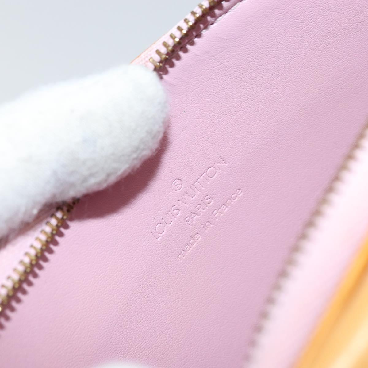 LOUIS VUITTON Monogram Vernis Motto Pouch Marshmallow Pink M91312 LV Auth ka2806