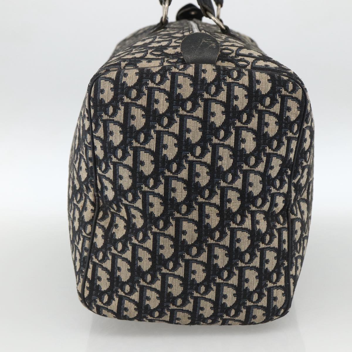 Christian Dior Trotter Canvas Boston Bag Navy Silver Auth ka2812