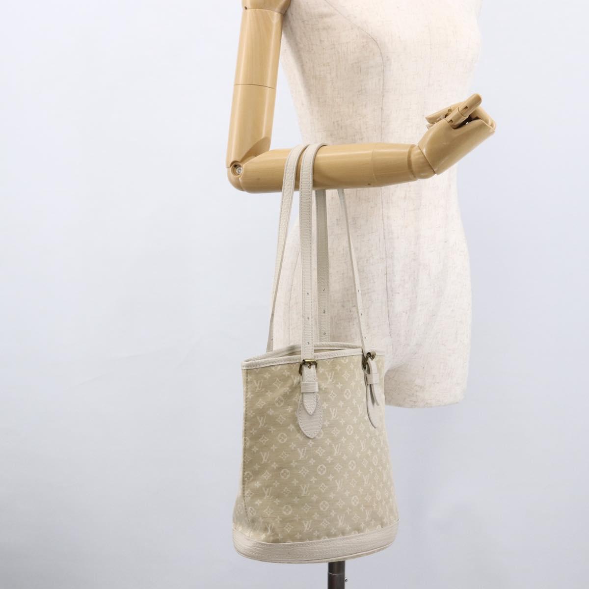 LOUIS VUITTON Monogram Mini Lin Bucket PM Shoulder Bag Dunne M95316 Auth ka2813