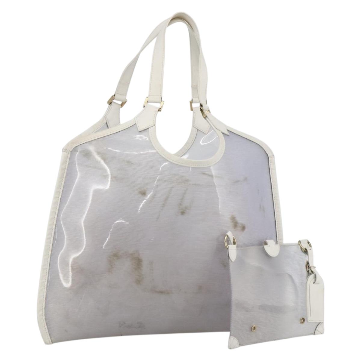 LOUIS VUITTON Epi Plage Via Bag Vinyl Leather Clear White M92153 LV Auth ka2814