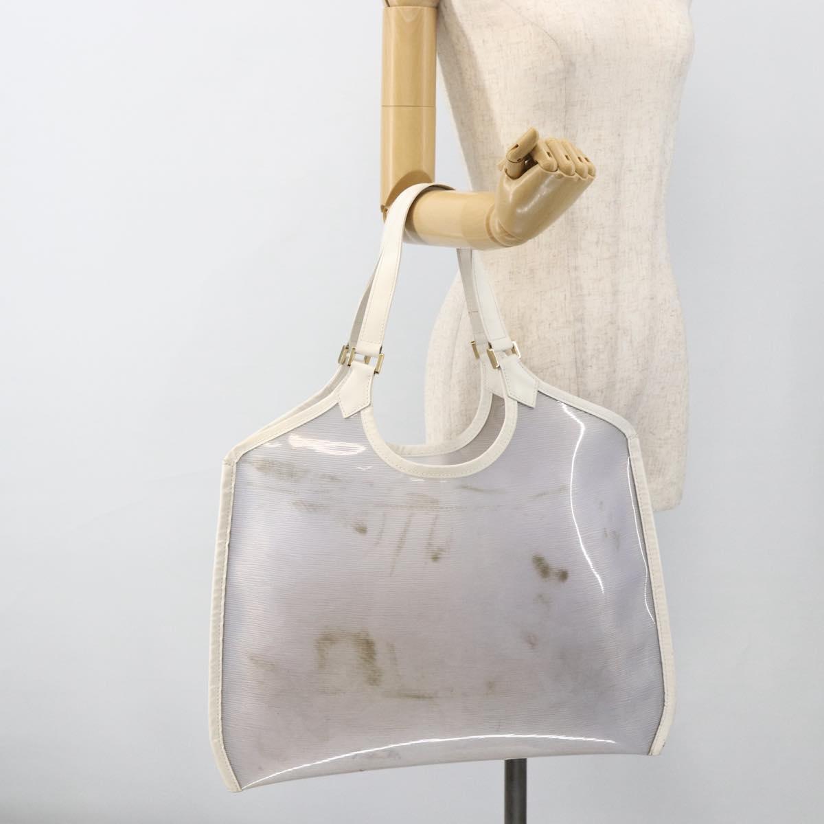 LOUIS VUITTON Epi Plage Via Bag Vinyl Leather Clear White M92153 LV Auth ka2814