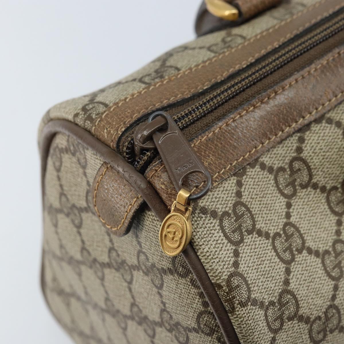 GUCCI GG Supreme Web Sherry Line Boston Bag PVC Beige Gold 24 02 007 Auth ka2825