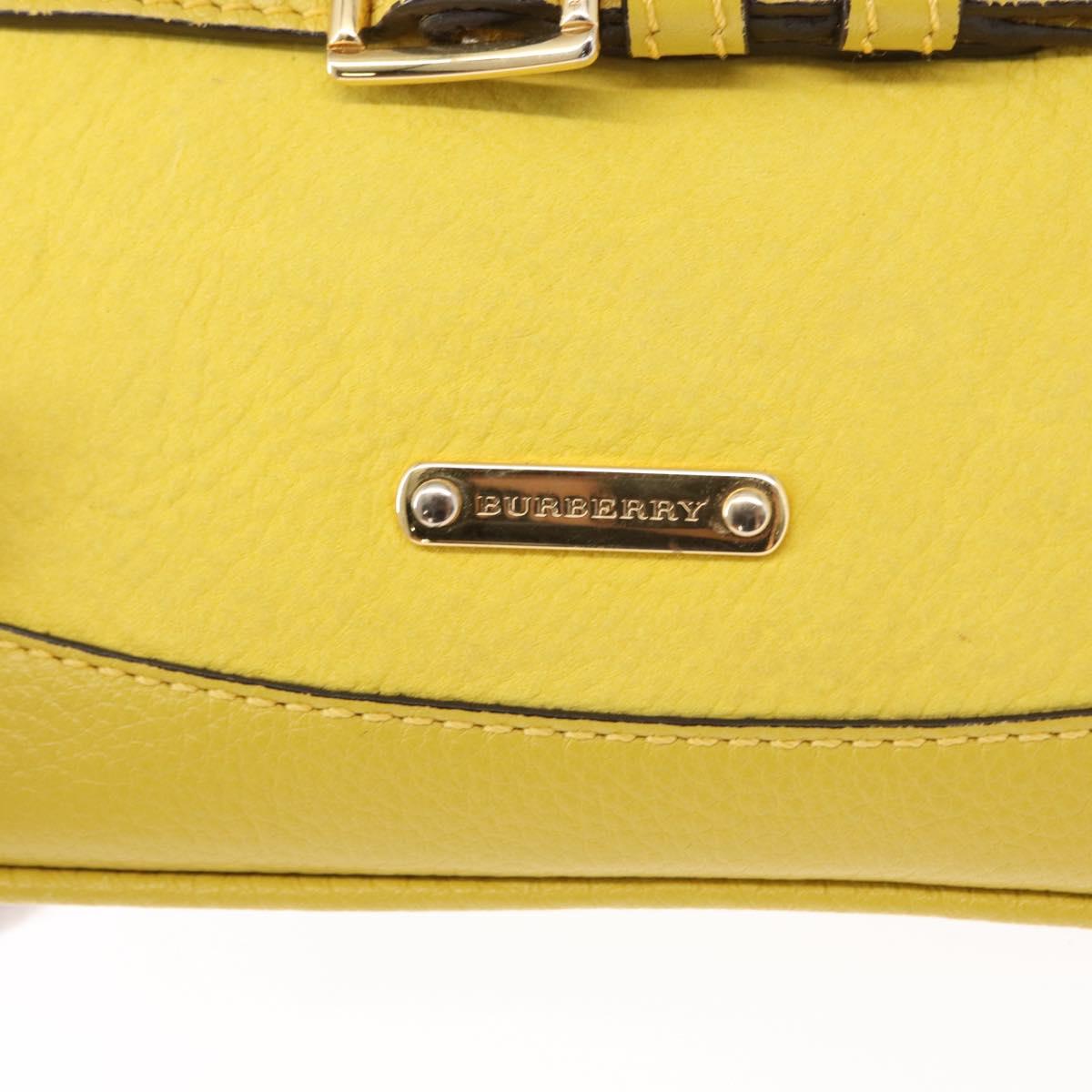 BURBERRY Shoulder Bag Leather Yellow gold Auth ka283