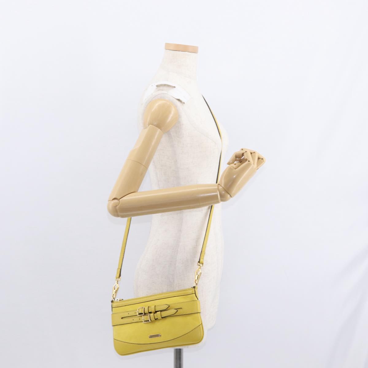 BURBERRY Shoulder Bag Leather Yellow gold Auth ka283