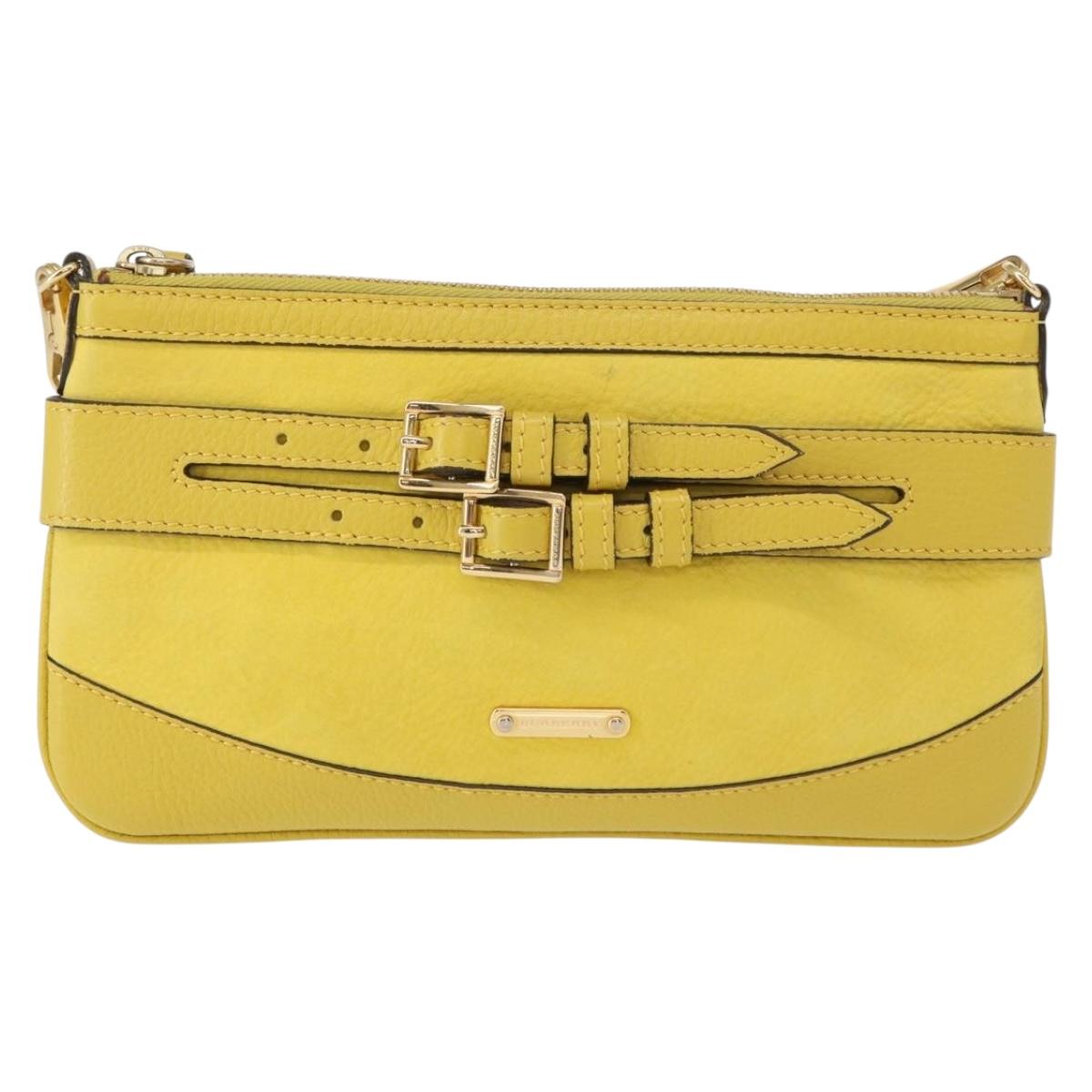 BURBERRY Shoulder Bag Leather Yellow gold Auth ka283