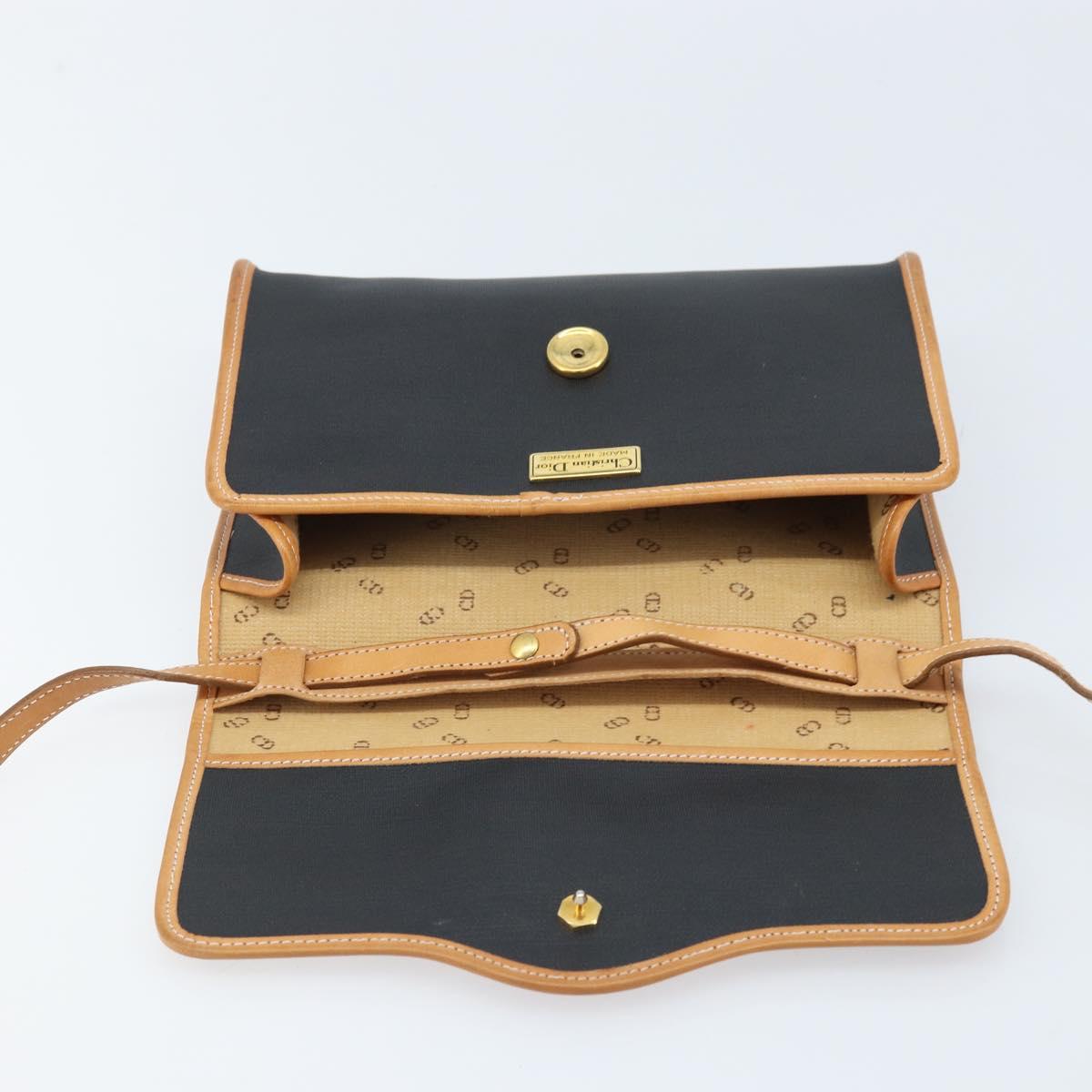 Christian Dior Shoulder Bag Nylon Black Gold Auth ka2831