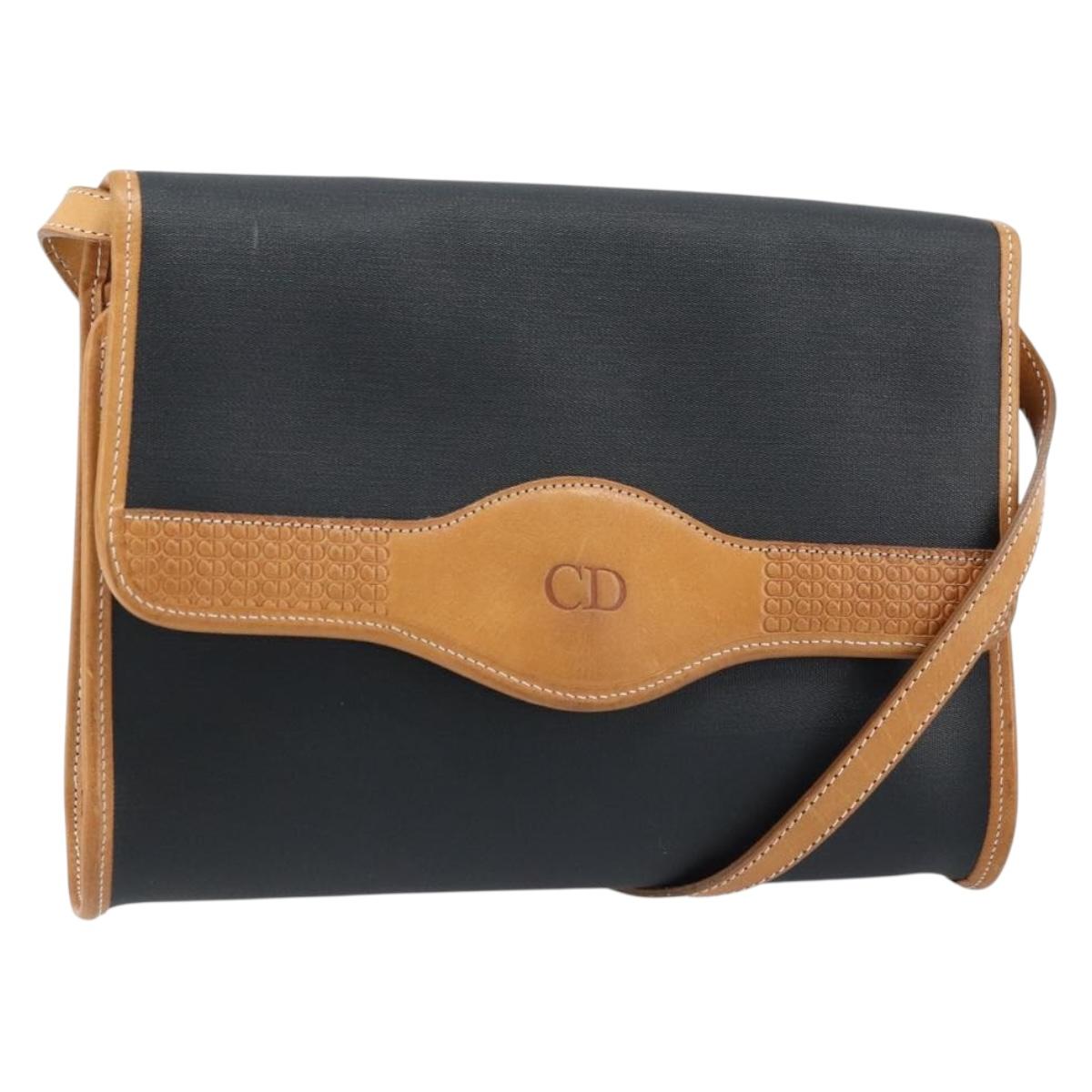 Christian Dior Shoulder Bag Nylon Black Gold Auth ka2831