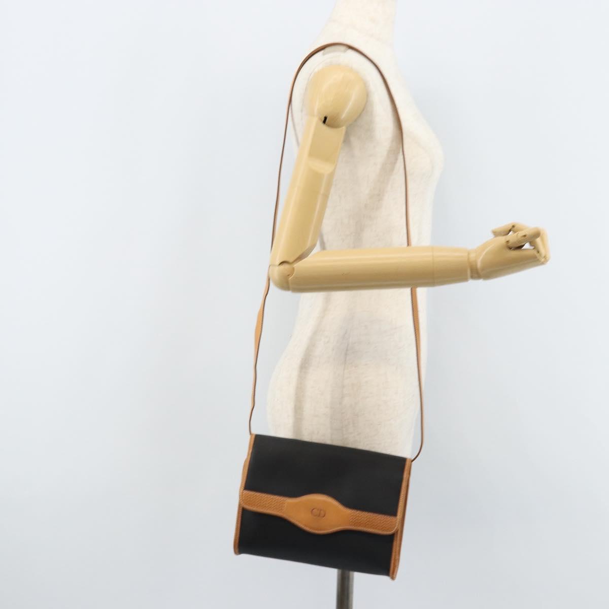 Christian Dior Shoulder Bag Nylon Black Gold Auth ka2831