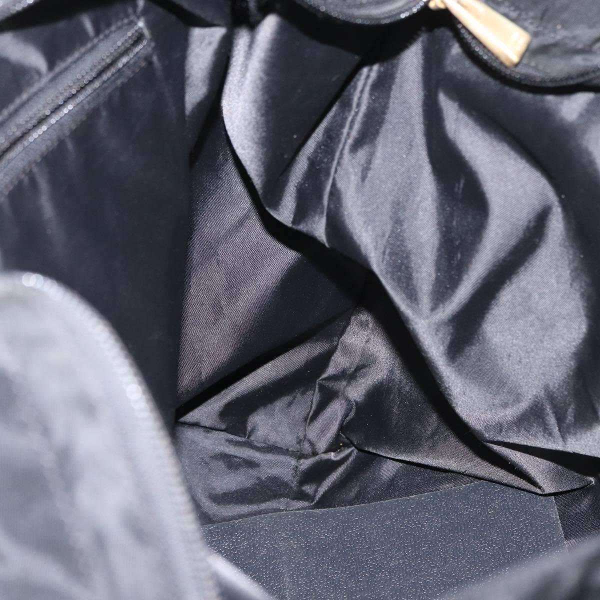 CELINE Circle Tote Bag Nylon Black Gold Auth ka2834