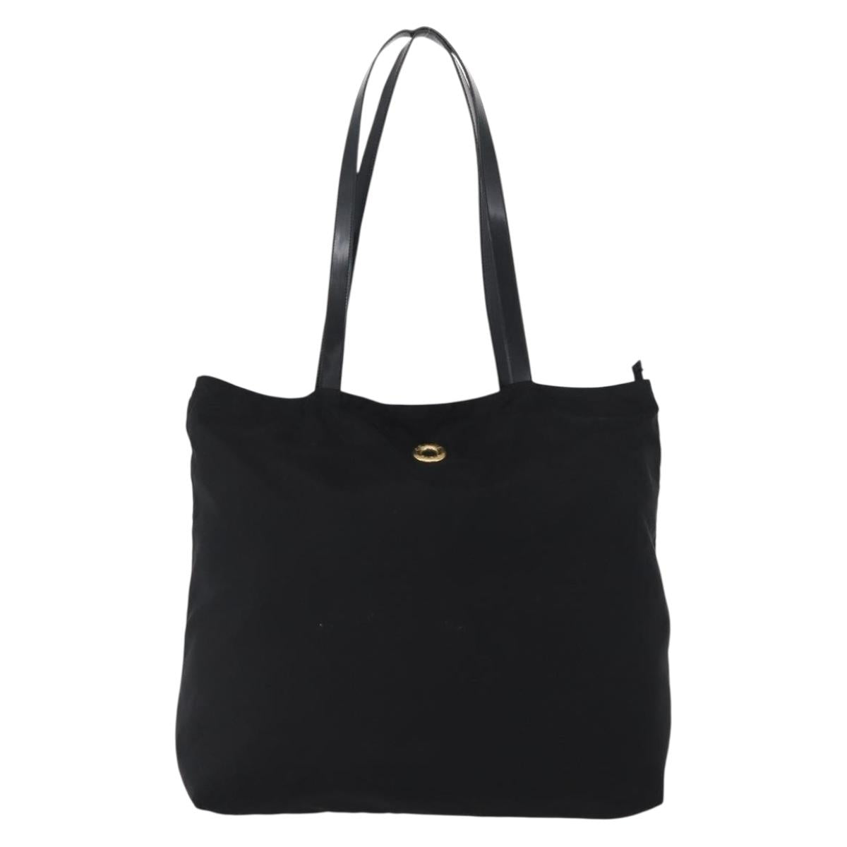 CELINE Circle Tote Bag Nylon Black Gold Auth ka2834