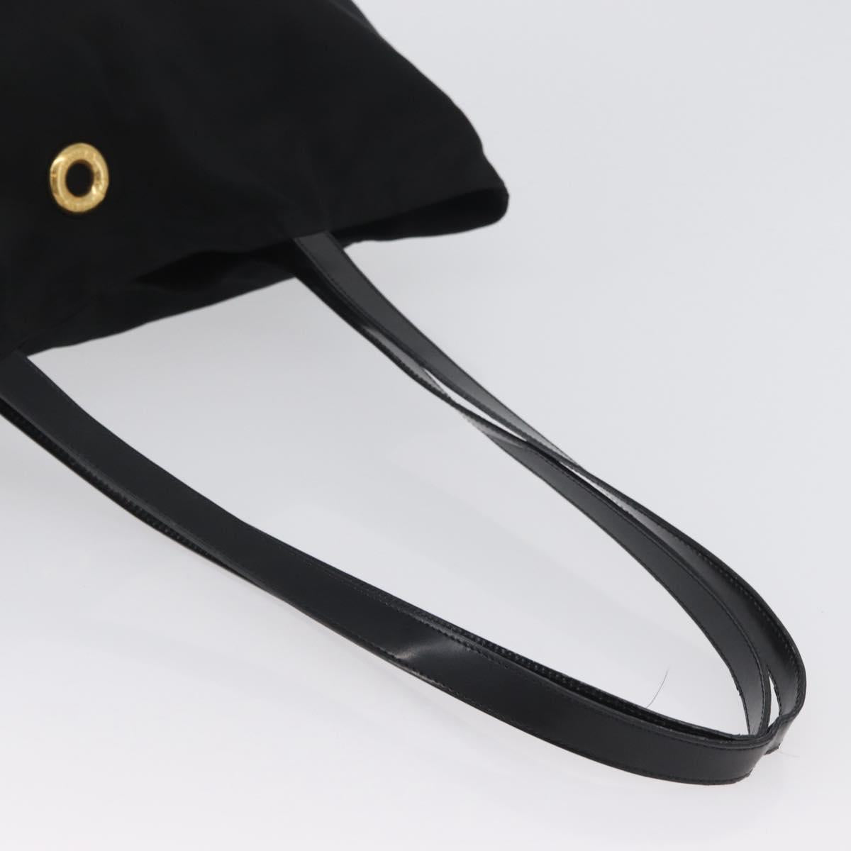 CELINE Circle Tote Bag Nylon Black Gold Auth ka2834