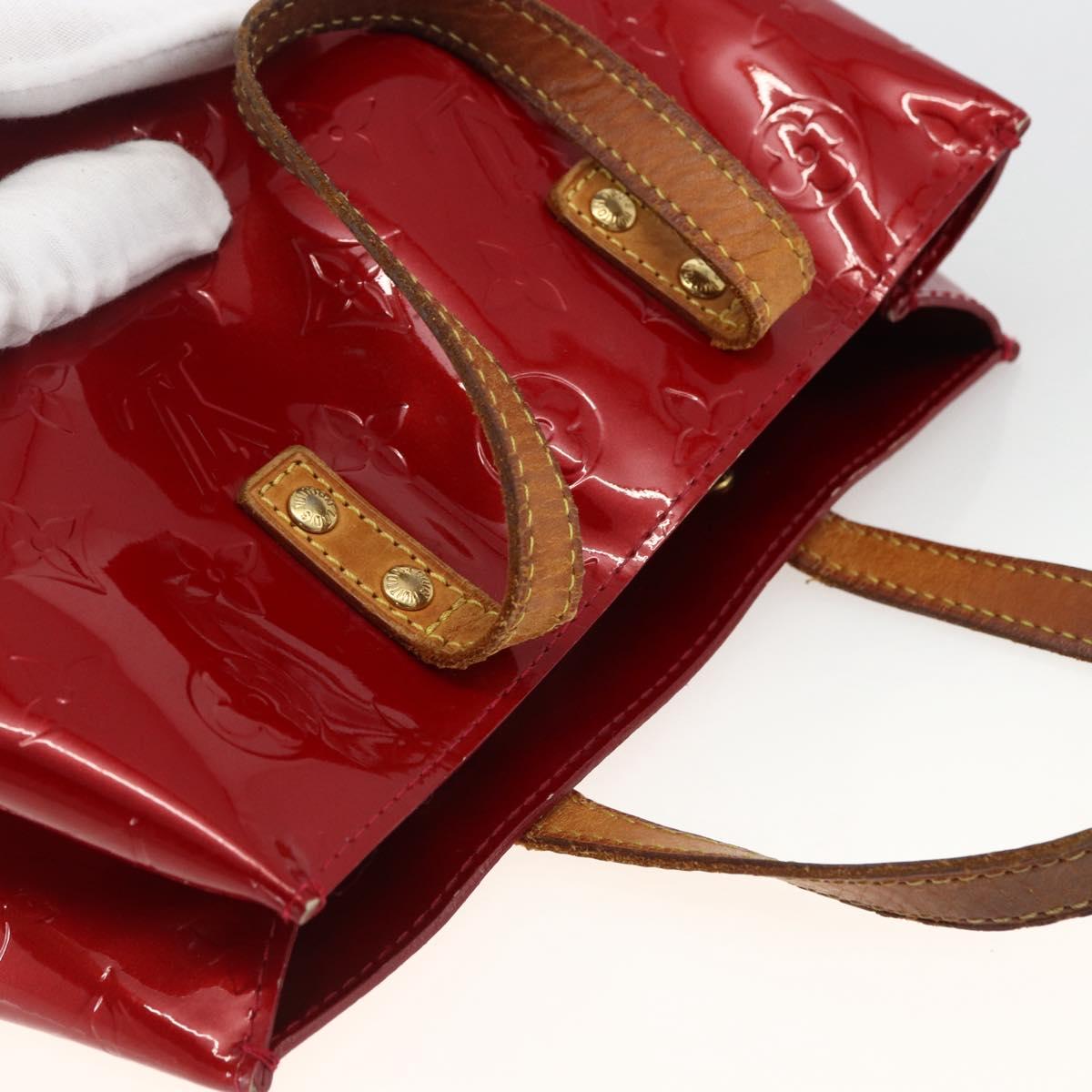 LOUIS VUITTON Monogram Vernis Reade PM Hand Bag Red Rouge M91088 LV Auth ka2852