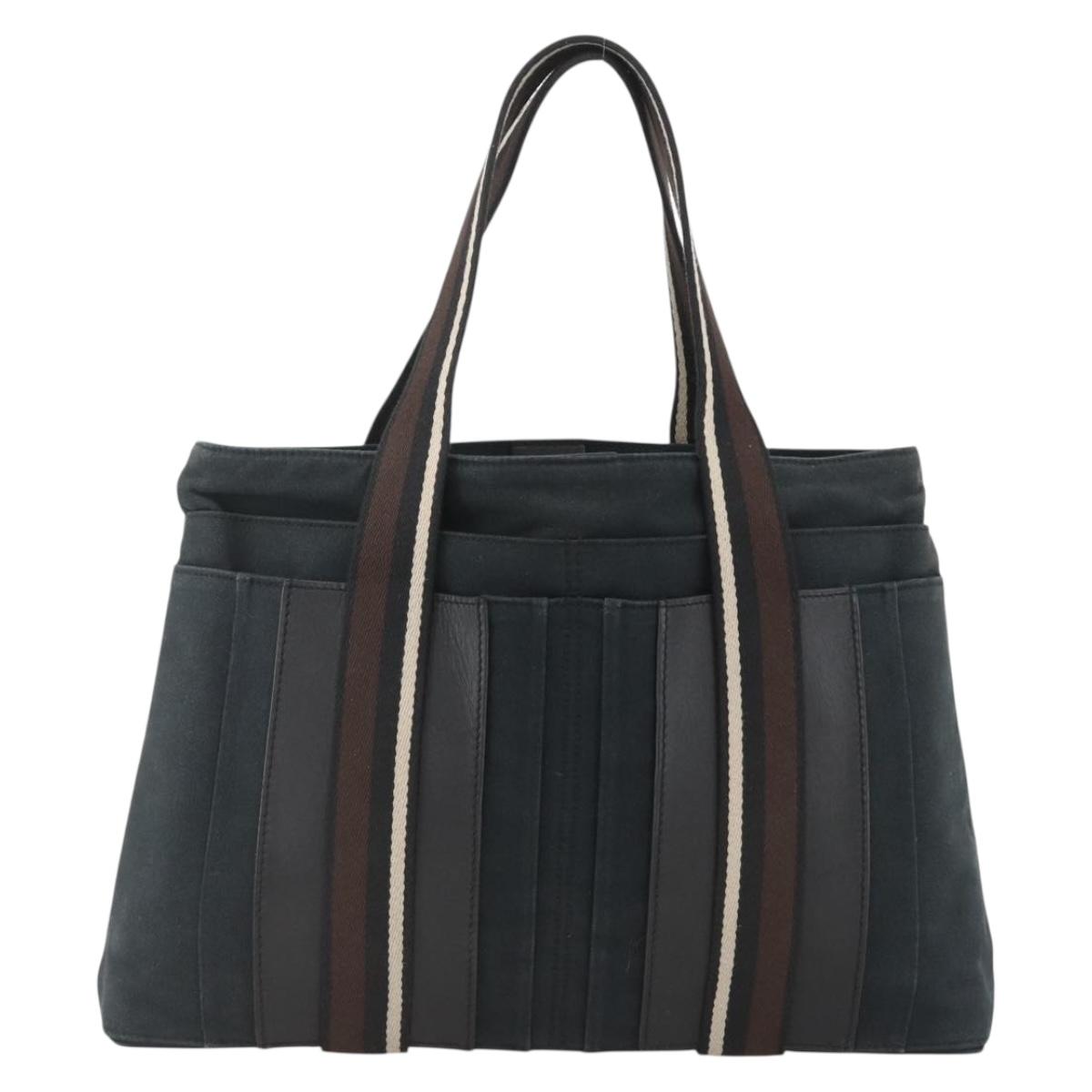 HERMES Toroca Horizontal MM Tote Bag Canvas Black Auth ka2856