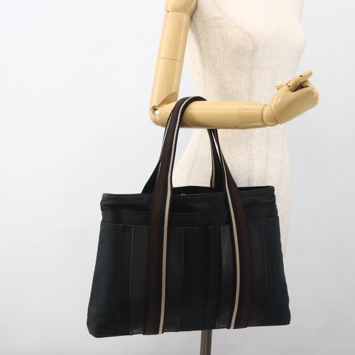 HERMES Toroca Horizontal MM Tote Bag Canvas Black Auth ka2856