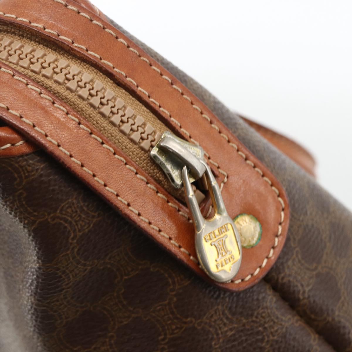 CELINE Macadam Canvas Hand Bag PVC Leather Brown Gold Auth ka2862