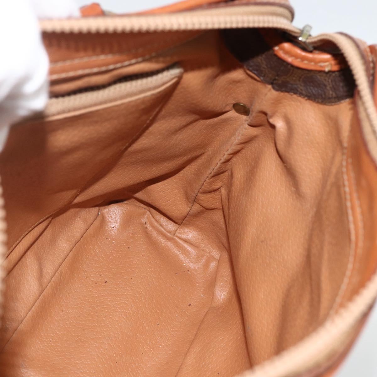 CELINE Macadam Canvas Hand Bag PVC Leather Brown Gold Auth ka2862