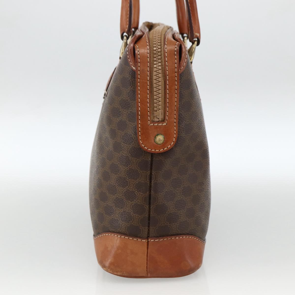 CELINE Macadam Canvas Hand Bag PVC Leather Brown Gold Auth ka2862