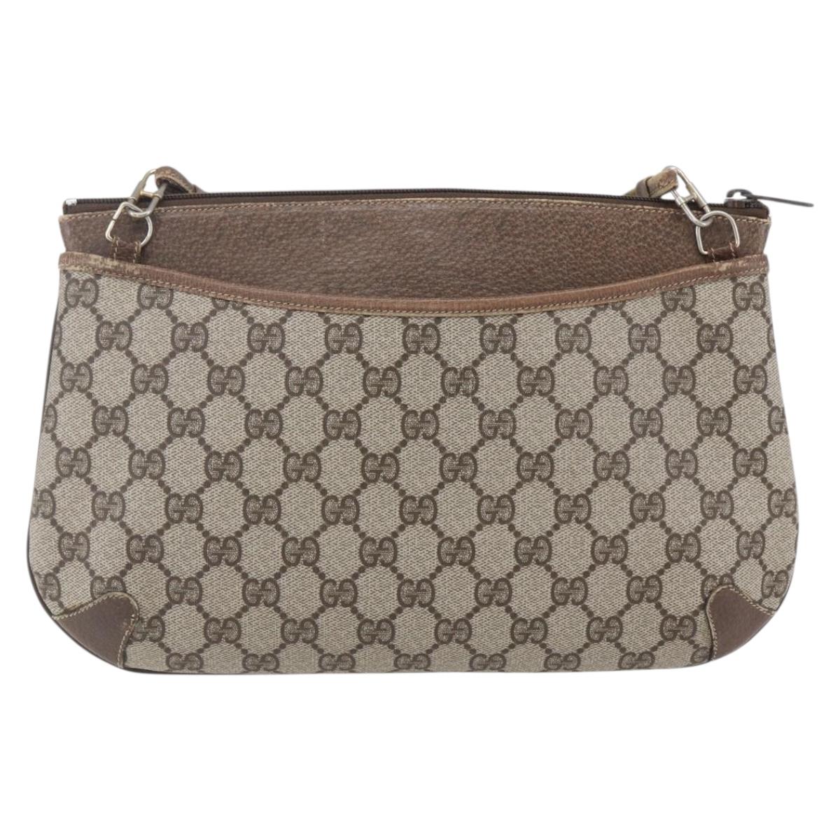 GUCCI GG Supreme Web Sherry Line Bag PVC Beige Gold Red 904 02 026 Auth ka287