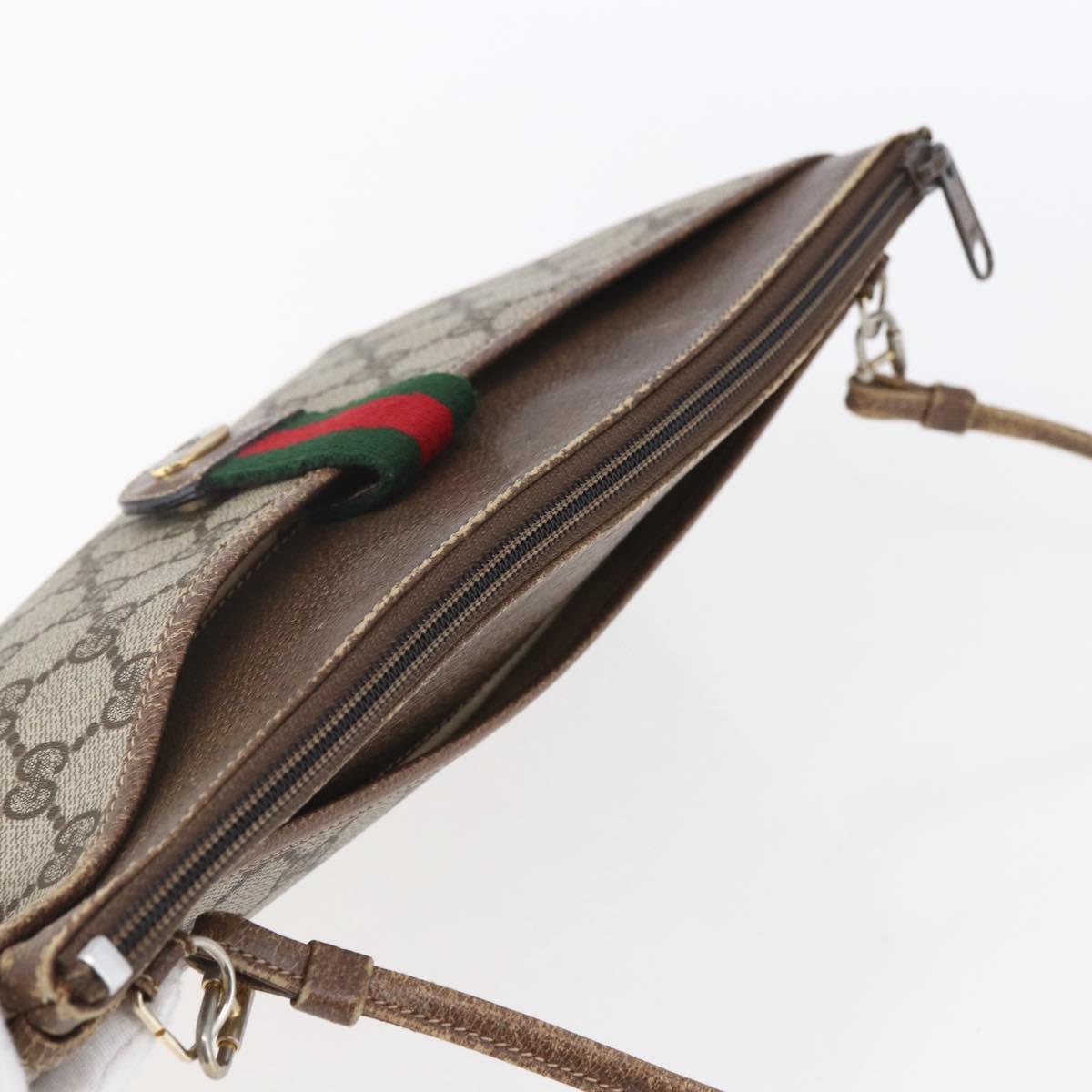 GUCCI GG Supreme Web Sherry Line Bag PVC Beige Gold Red 904 02 026 Auth ka287