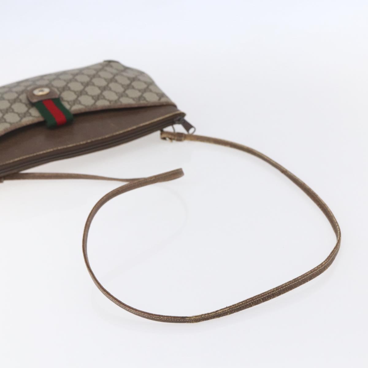 GUCCI GG Supreme Web Sherry Line Bag PVC Beige Gold Red 904 02 026 Auth ka287