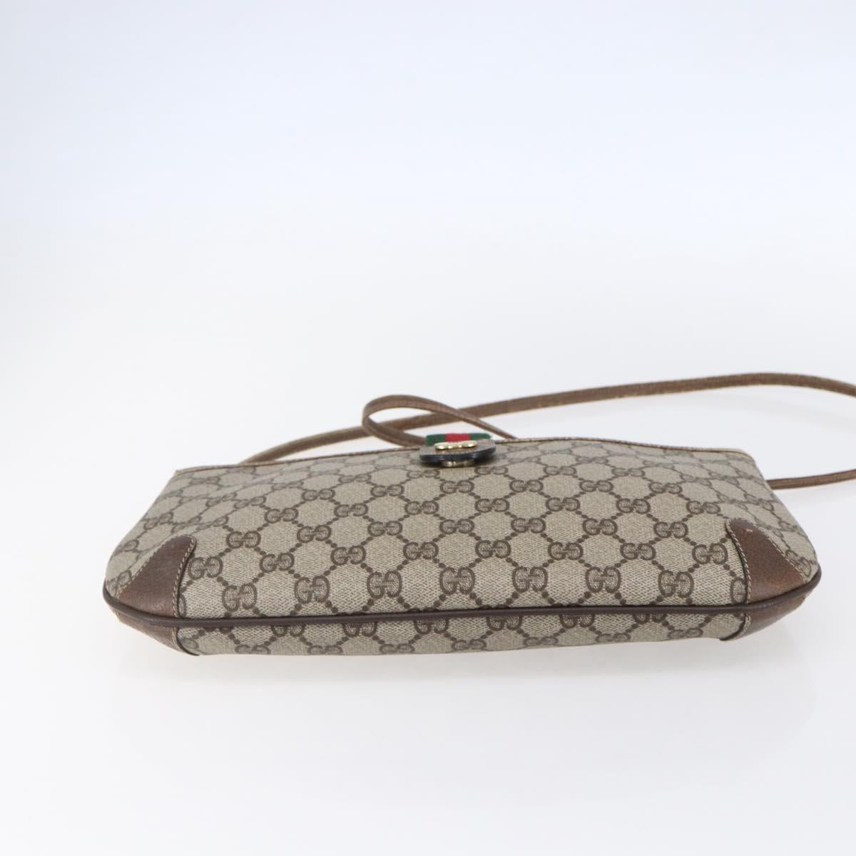 GUCCI GG Supreme Web Sherry Line Bag PVC Beige Gold Red 904 02 026 Auth ka287